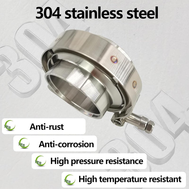 GaeaAuto 2 X 2 inch Quick Release V Band Clamp with Male Female Flanges 304 Stainless Steel for Exhaust Downpipes, 2 Pack - Image 3